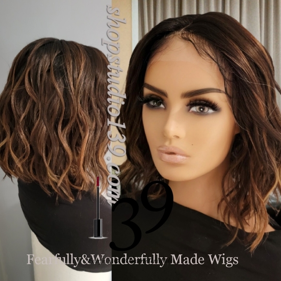 Sexy human hair HD lace beachwave wig with highlights - Picture 2 of 2